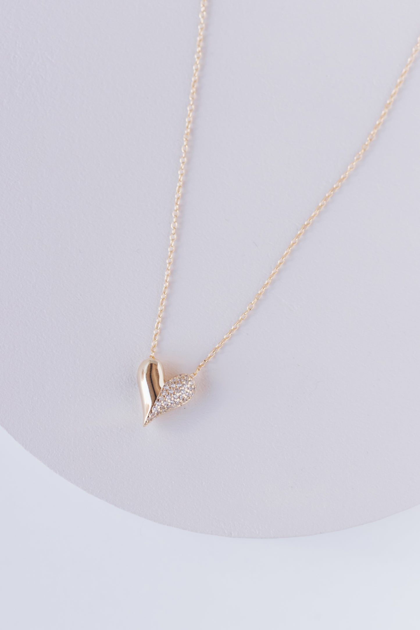 CZ AND GOLD HEART NECKLACE