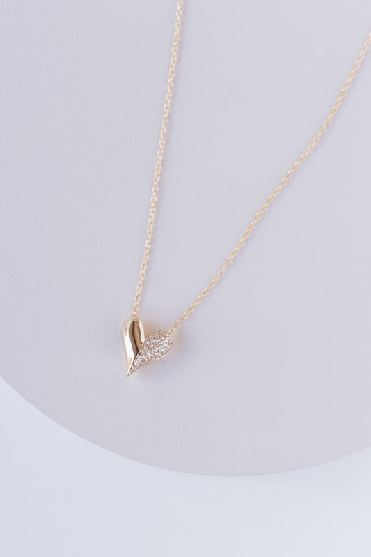 CZ AND GOLD HEART NECKLACE