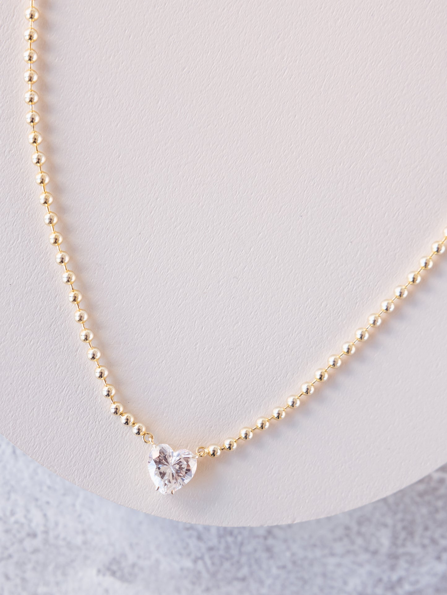 Lovely CZ heart gold color necklace