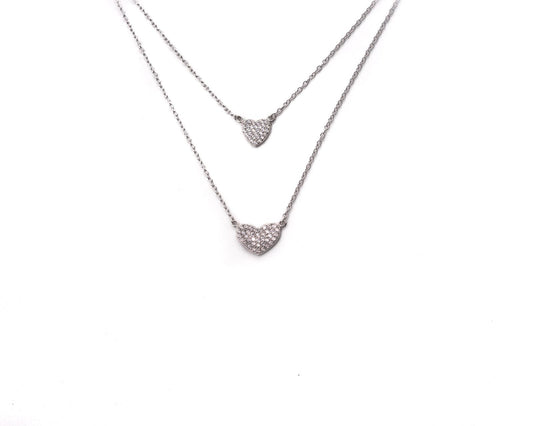Double Silver Hearts Necklaces